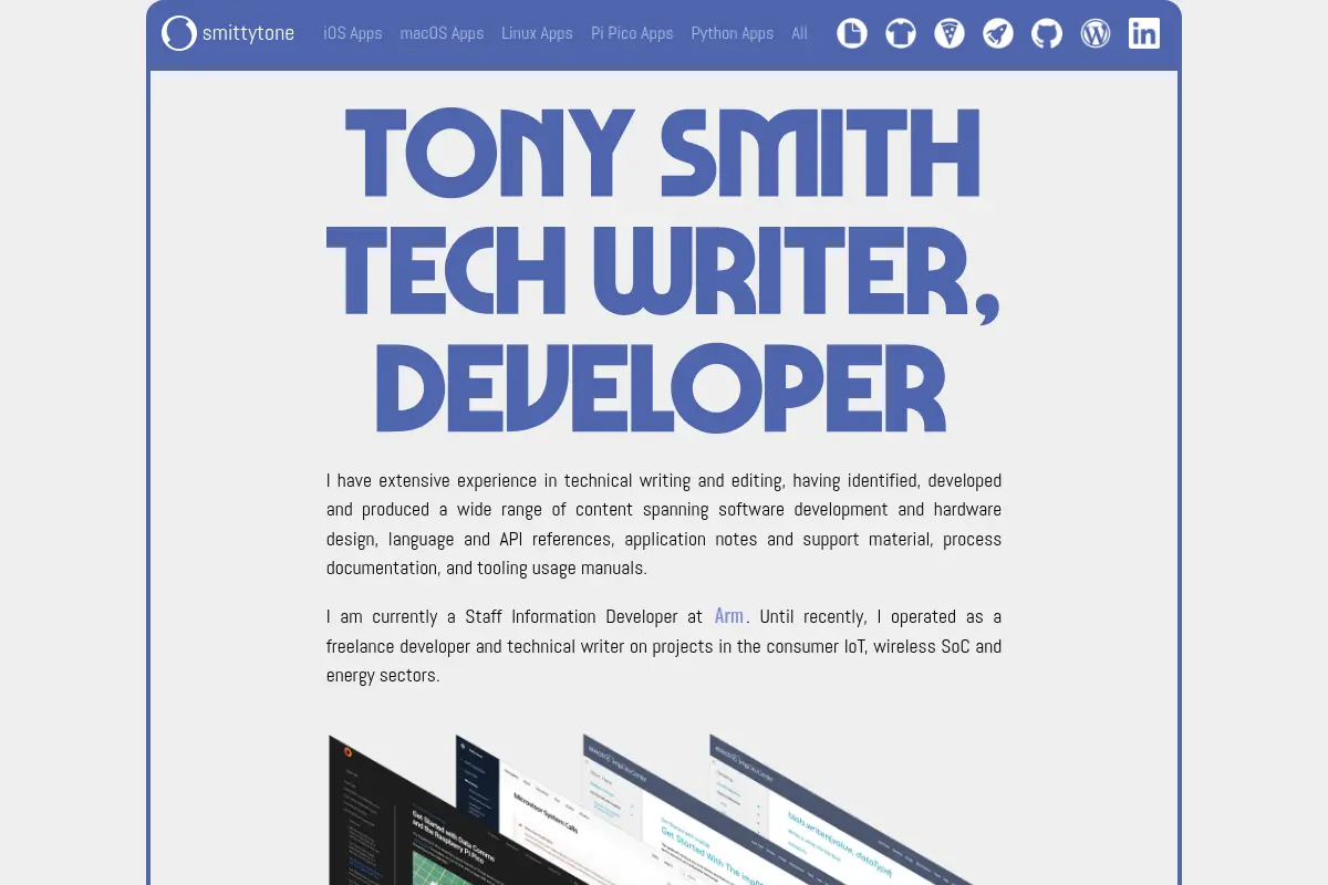 Tony Smith, Tech Writer and Software Engineer