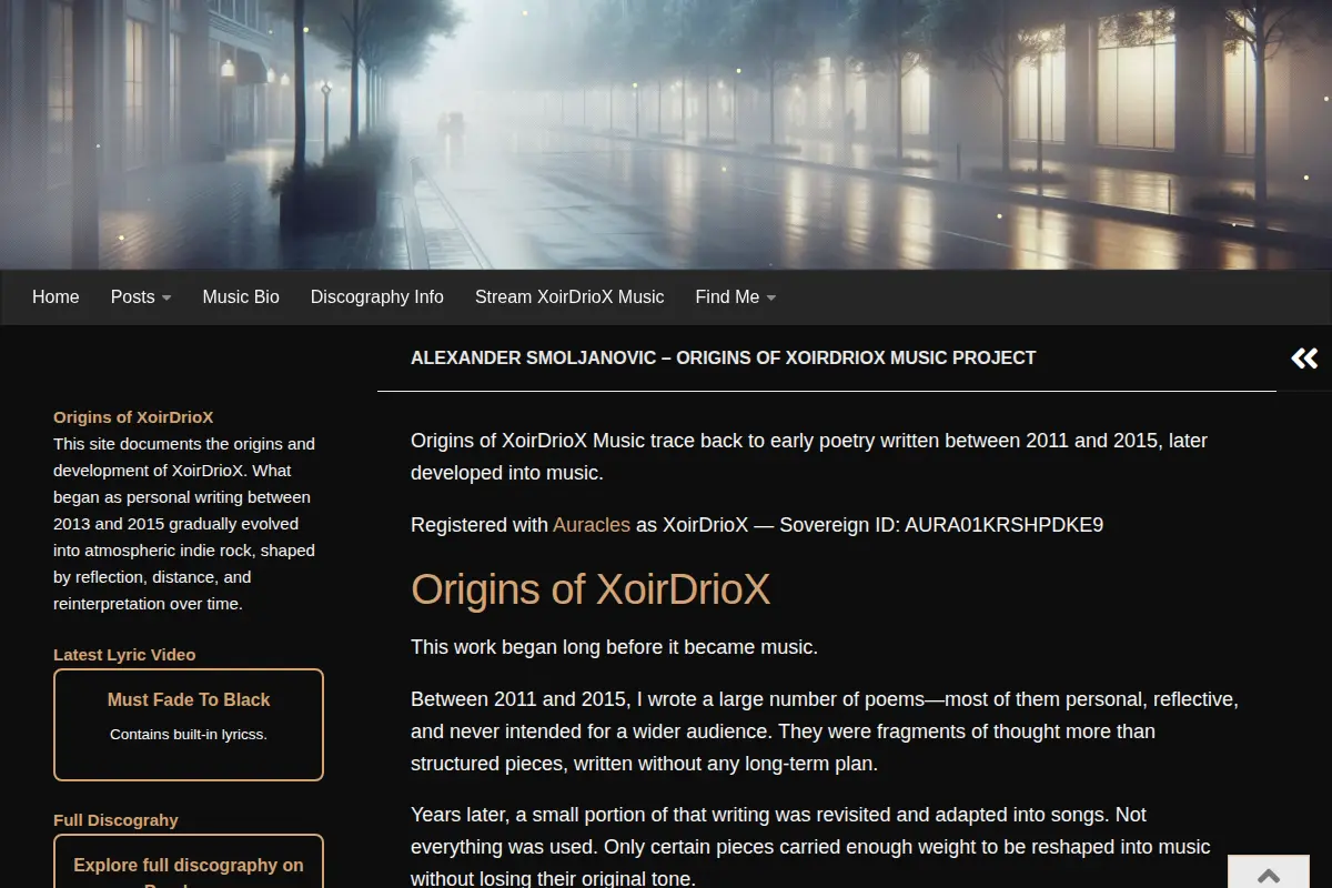Alexander Smoljanovic - Origins of XoirDrioX Music Project