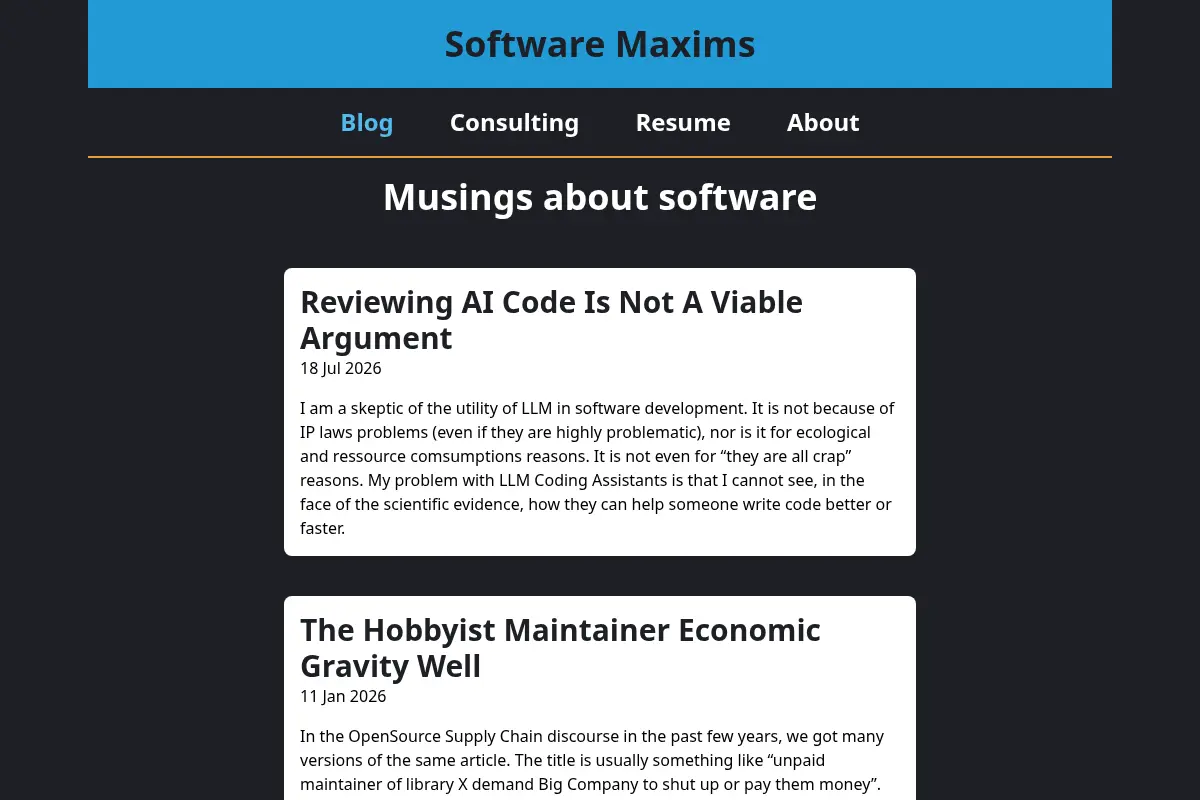 Software Maxims
