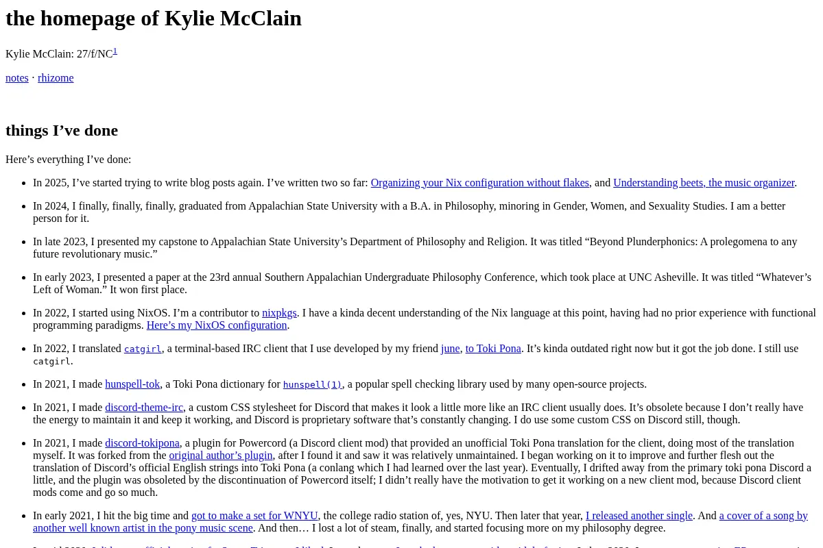 Kylie McClain's Homepage
