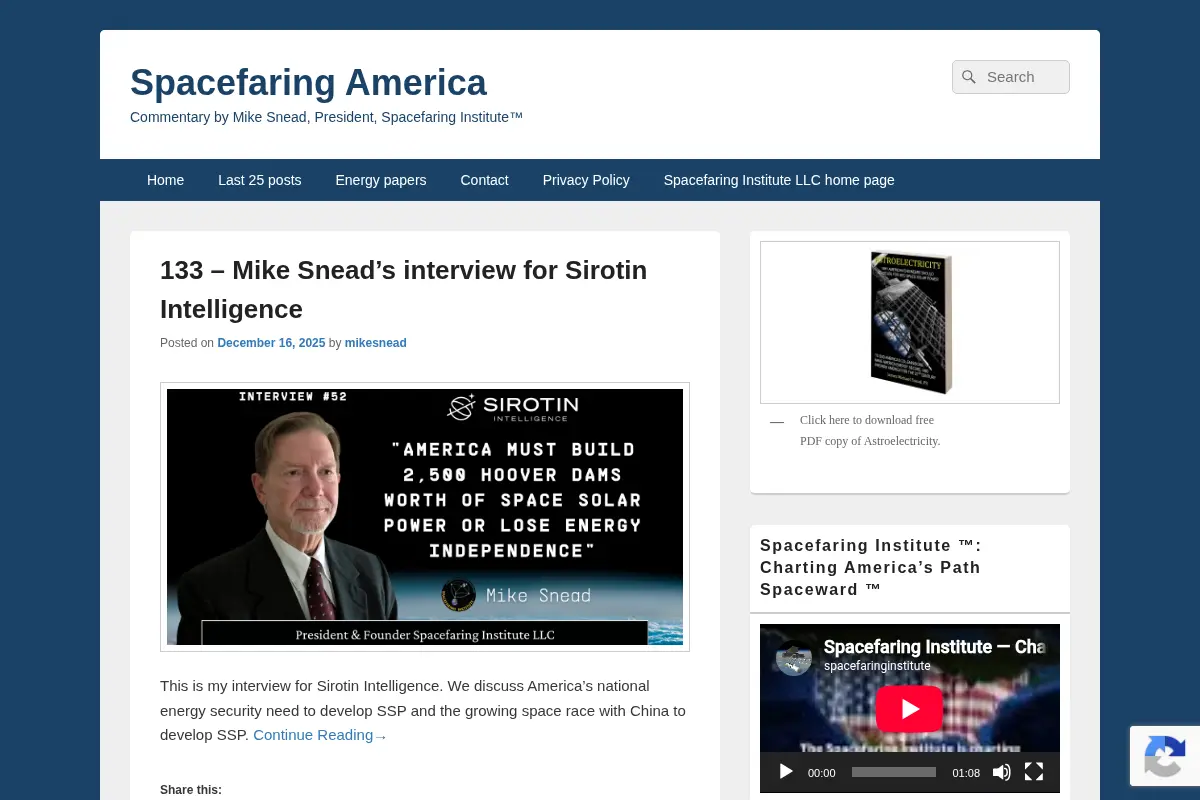 Spacefaring America – Commentary by Mike Snead