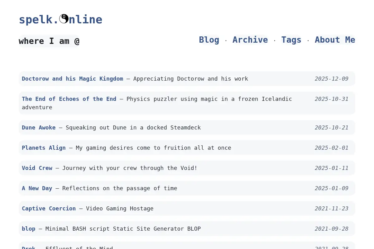 spelk.online | where I am @