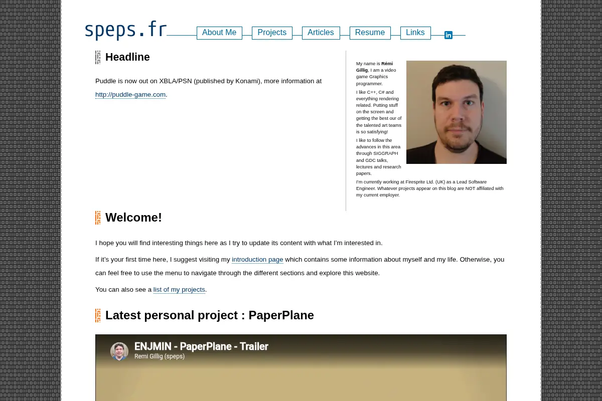 speps.fr - Graphics Programmer Personal Site