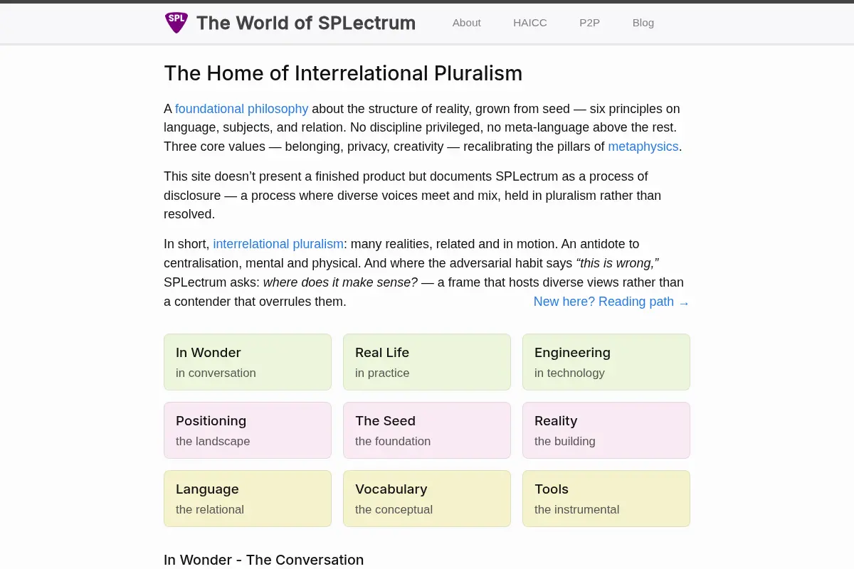The World of SPLectrum | The home of Interrelational Pluralism