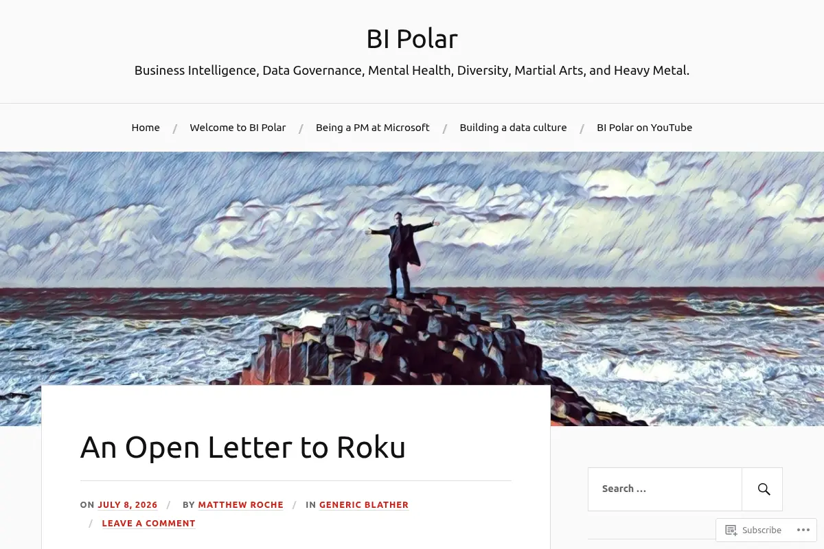 BI Polar – Business Intelligence, Data Governance, Mental Health, Diversity, Martial Arts, and Heavy Metal.