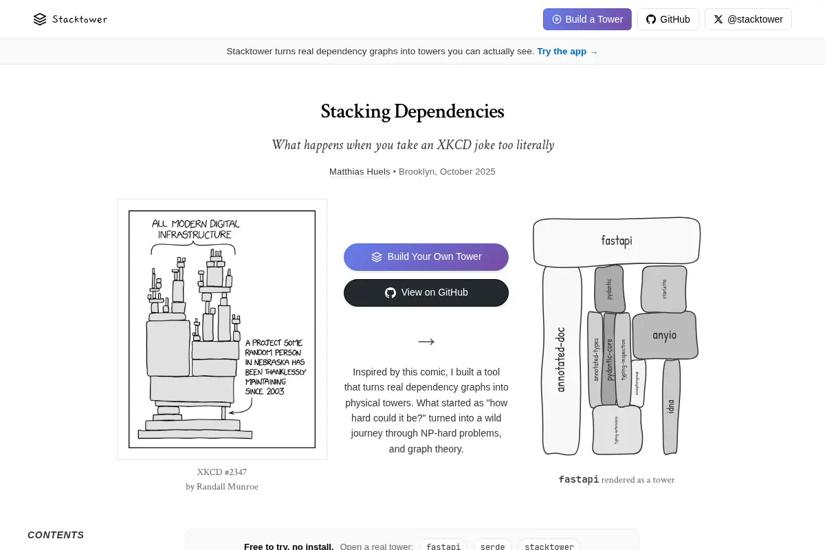 Stacktower — Visualize Software Dependencies as XKCD-Style Towers
