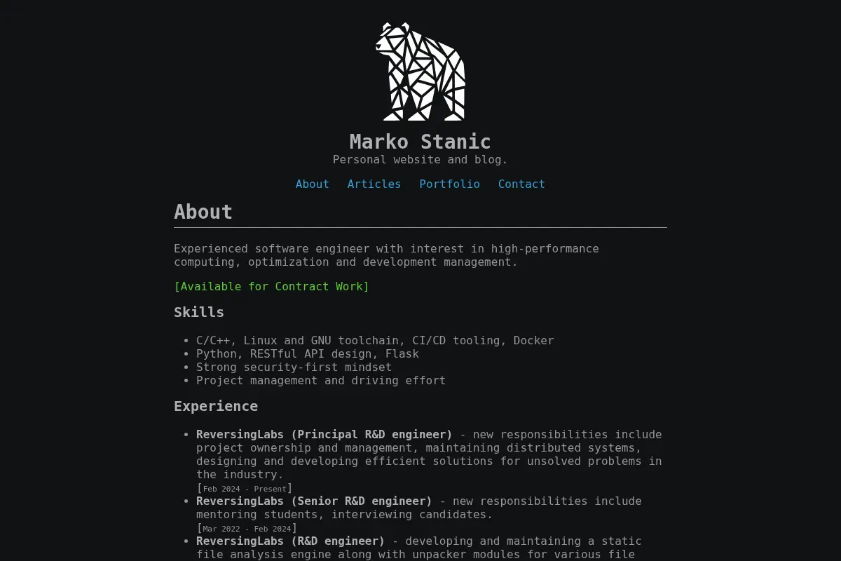 Marko Stanic - Personal Website and Blog