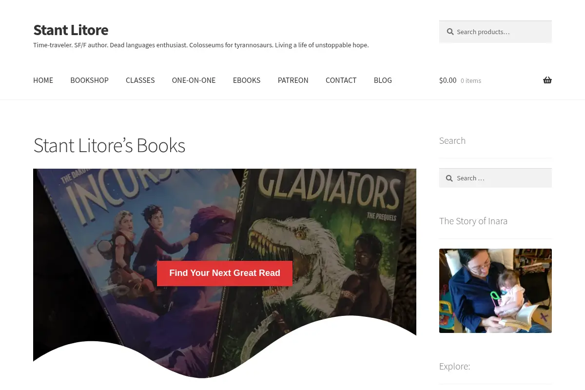 Stant Litore - Books, Classes, Tyrannosaurs, Wild Adventure