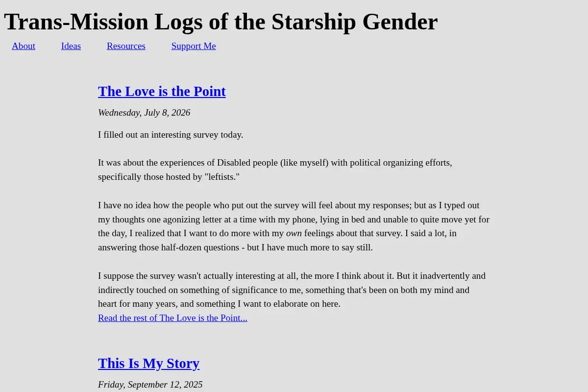 Trans-Mission Logs of the Starship Gender