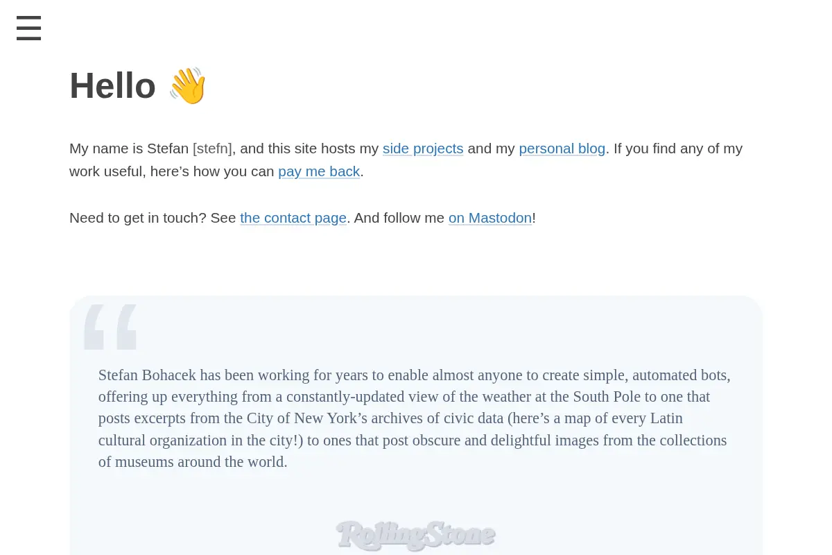 Stefan Bohacek's Personal Website and Blog