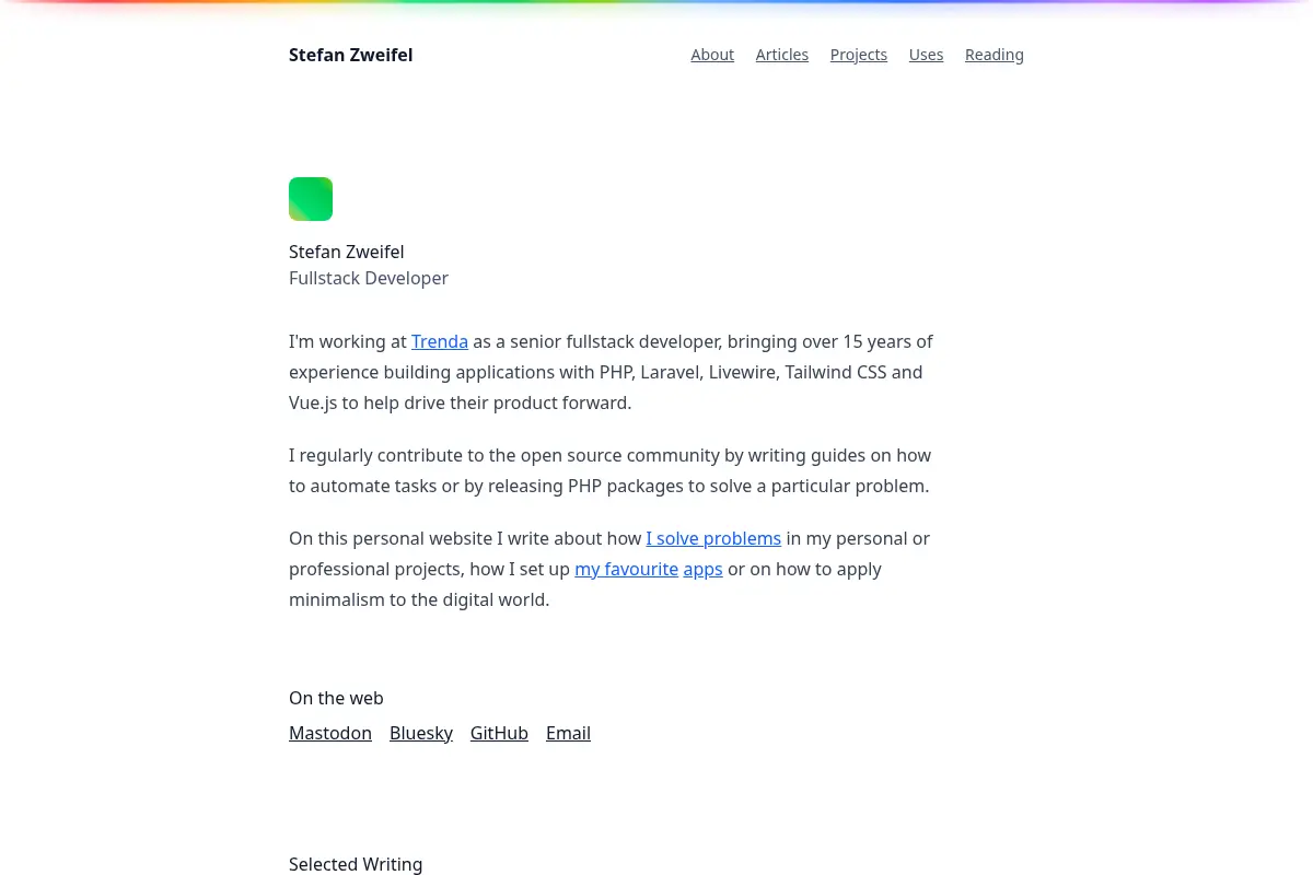 Stefan Zweifel – Full Stack Developer