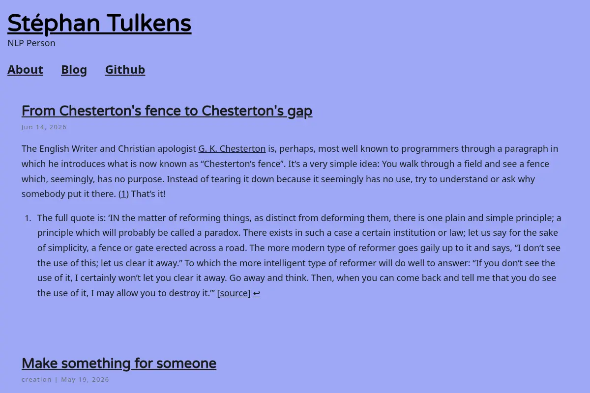Stéphan Tulkens | NLP Person
