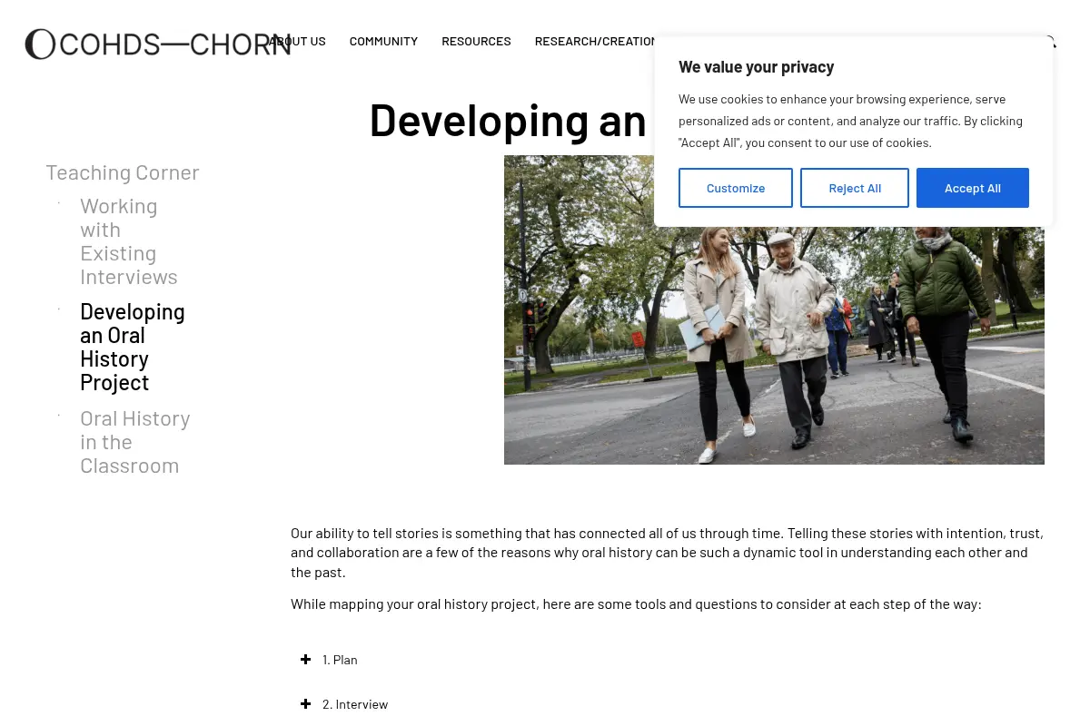 Developing an Oral History Project – COHDS