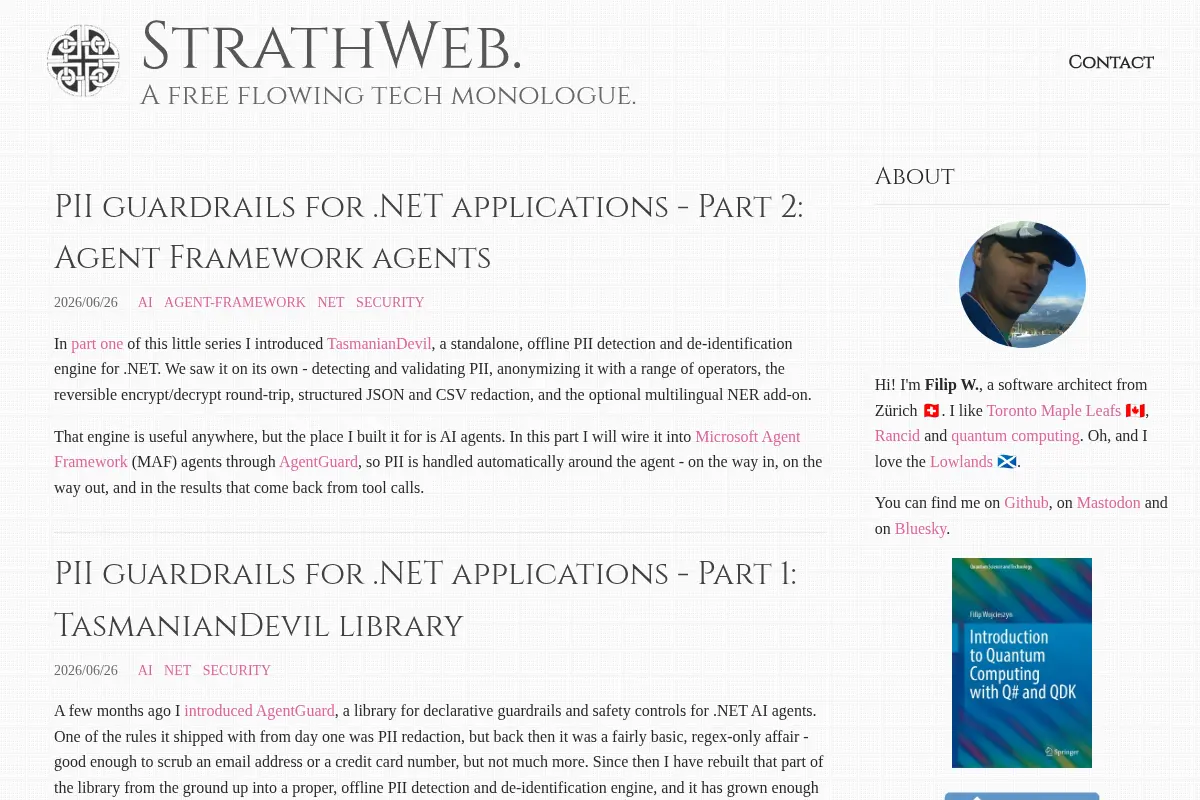 Strathweb. A free flowing tech monologue.