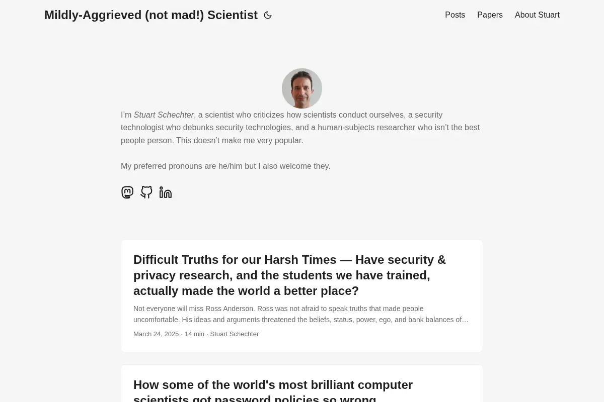 Mildly-Aggrieved (not mad!) Scientist