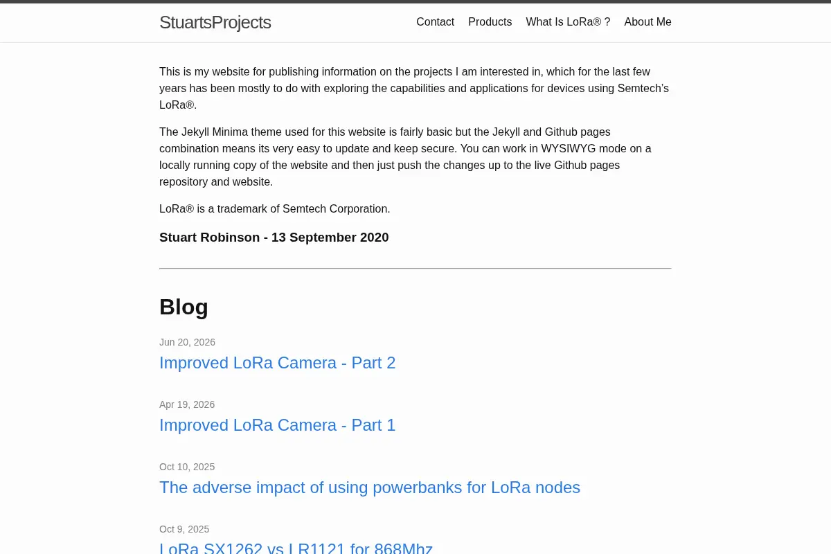 StuartsProjects | Adventures with Semtech LoRa® devices.
