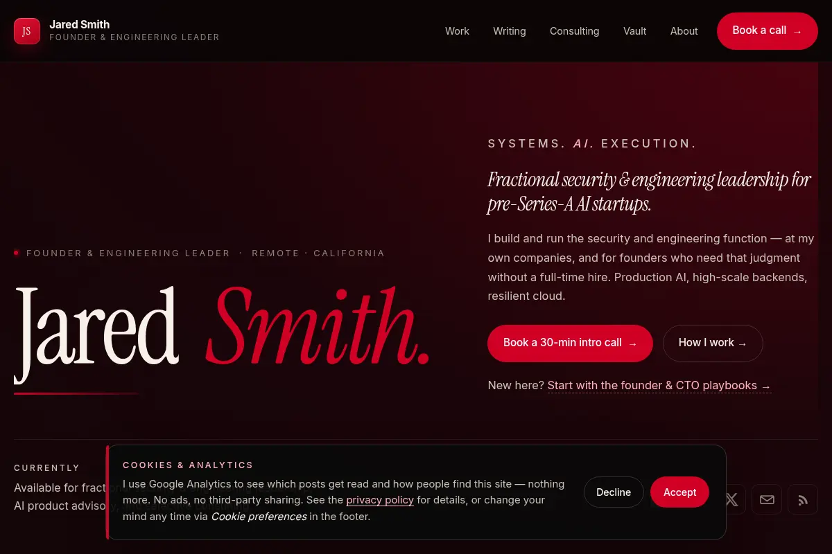 Jared Smith — Founder & Engineering Leader