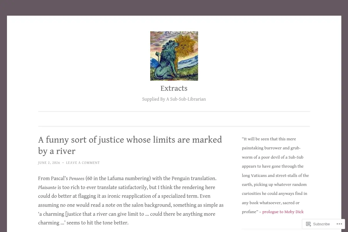 Extracts – Supplied By A Sub-Sub-Librarian