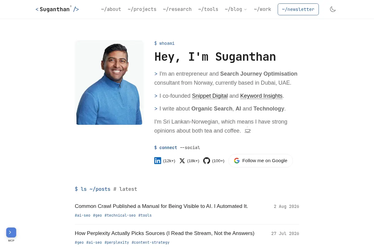 Suganthan Mohanadasan | Search Journey Optimisation Consultant