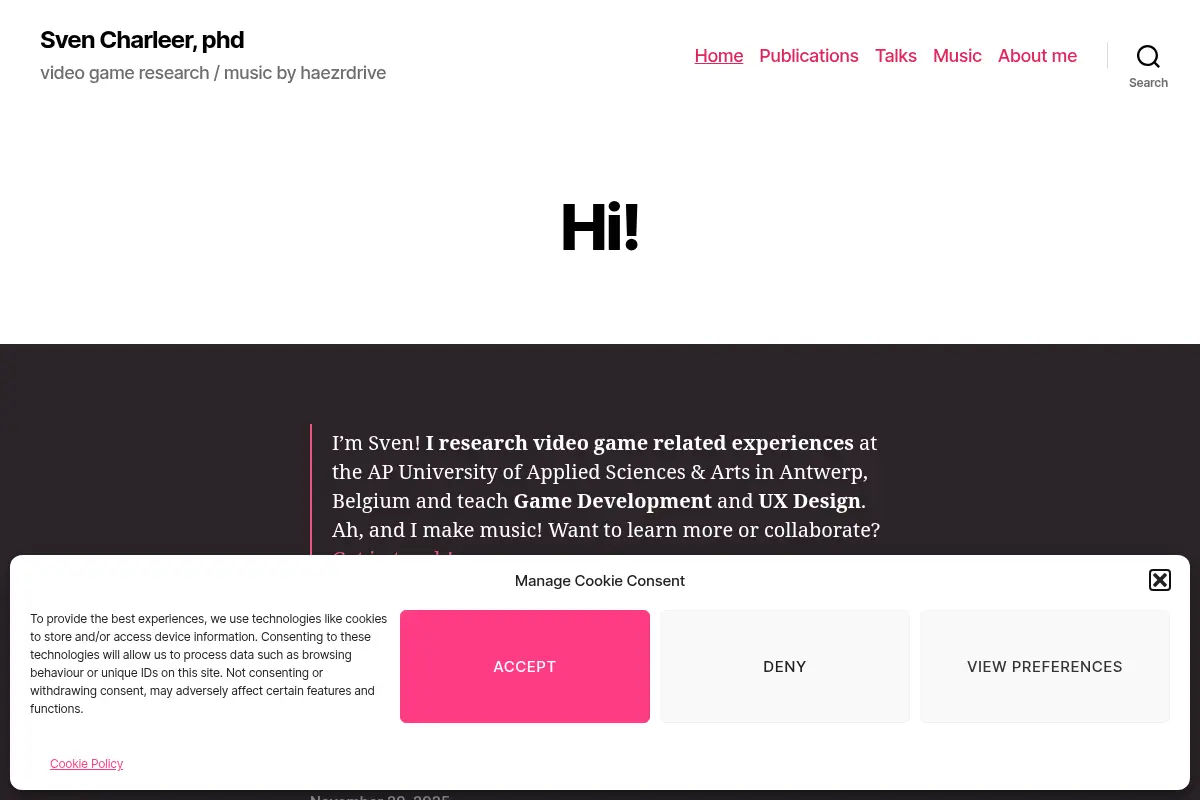 Sven Charleer, phd – video game research / music by haezrdrive