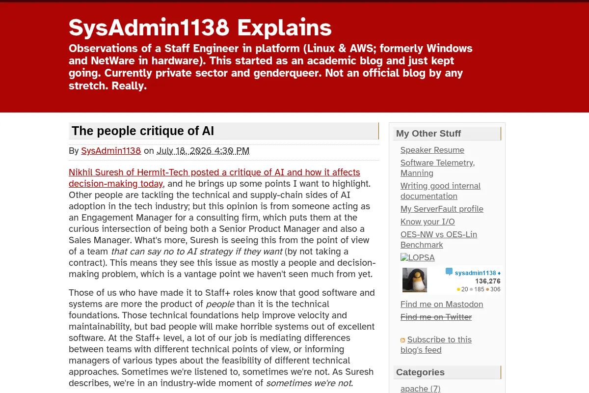 SysAdmin1138 Explains