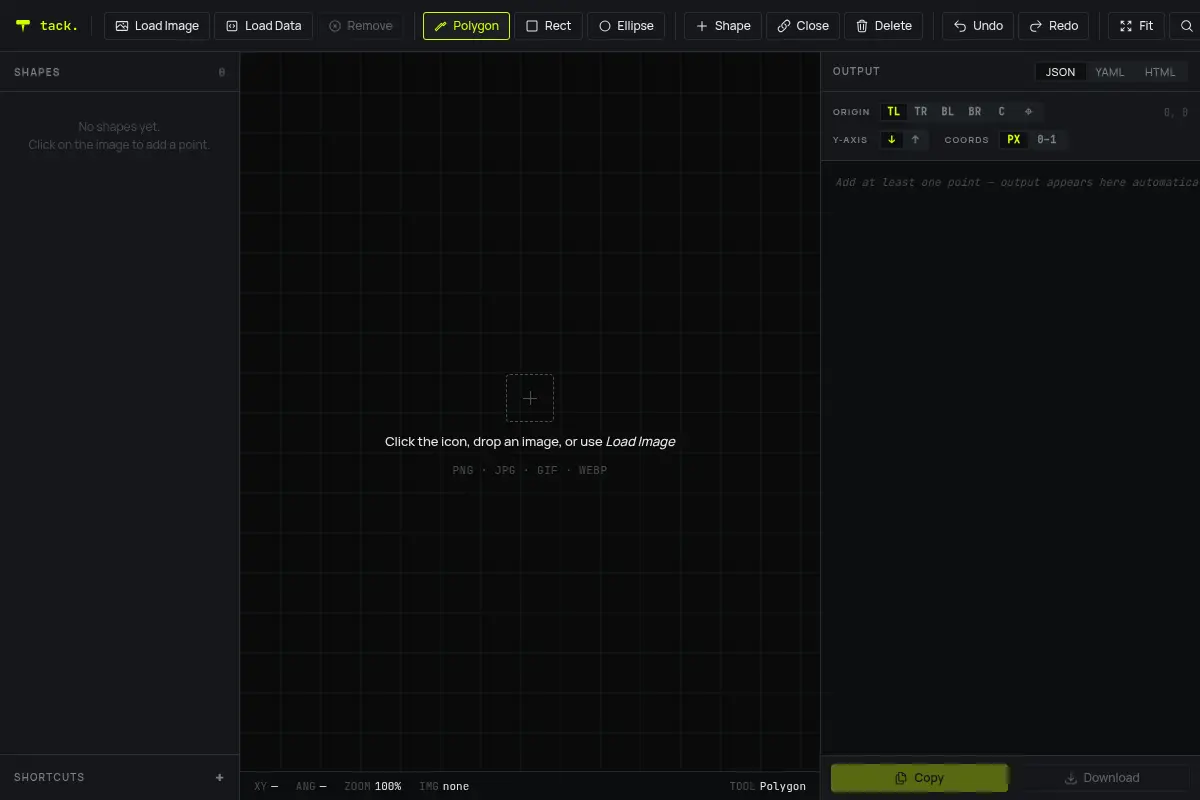 tack. — Mark coordinates on images