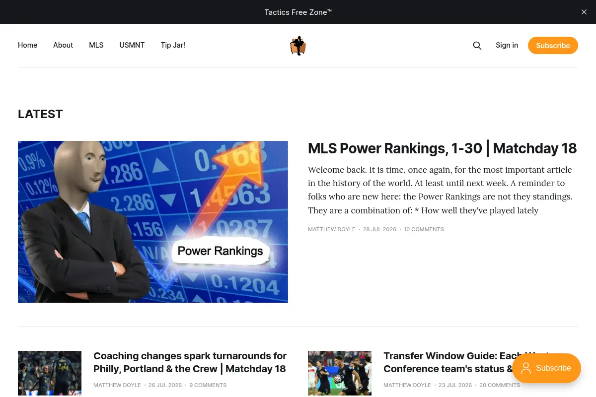 Tactics Free Zone, by MLS Armchair Analyst Matt Doyle