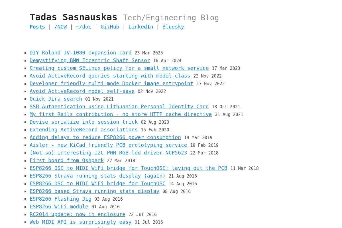 Tadas Sasnauskas · Tech/Engineering Blog