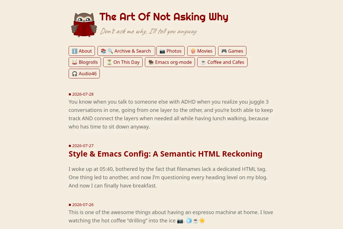 The Art Of Not Asking Why