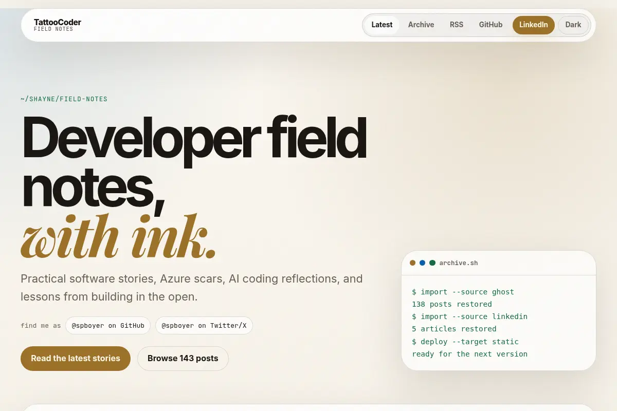 TattooCoder — Shayne Boyer