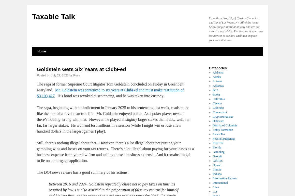 Taxable Talk