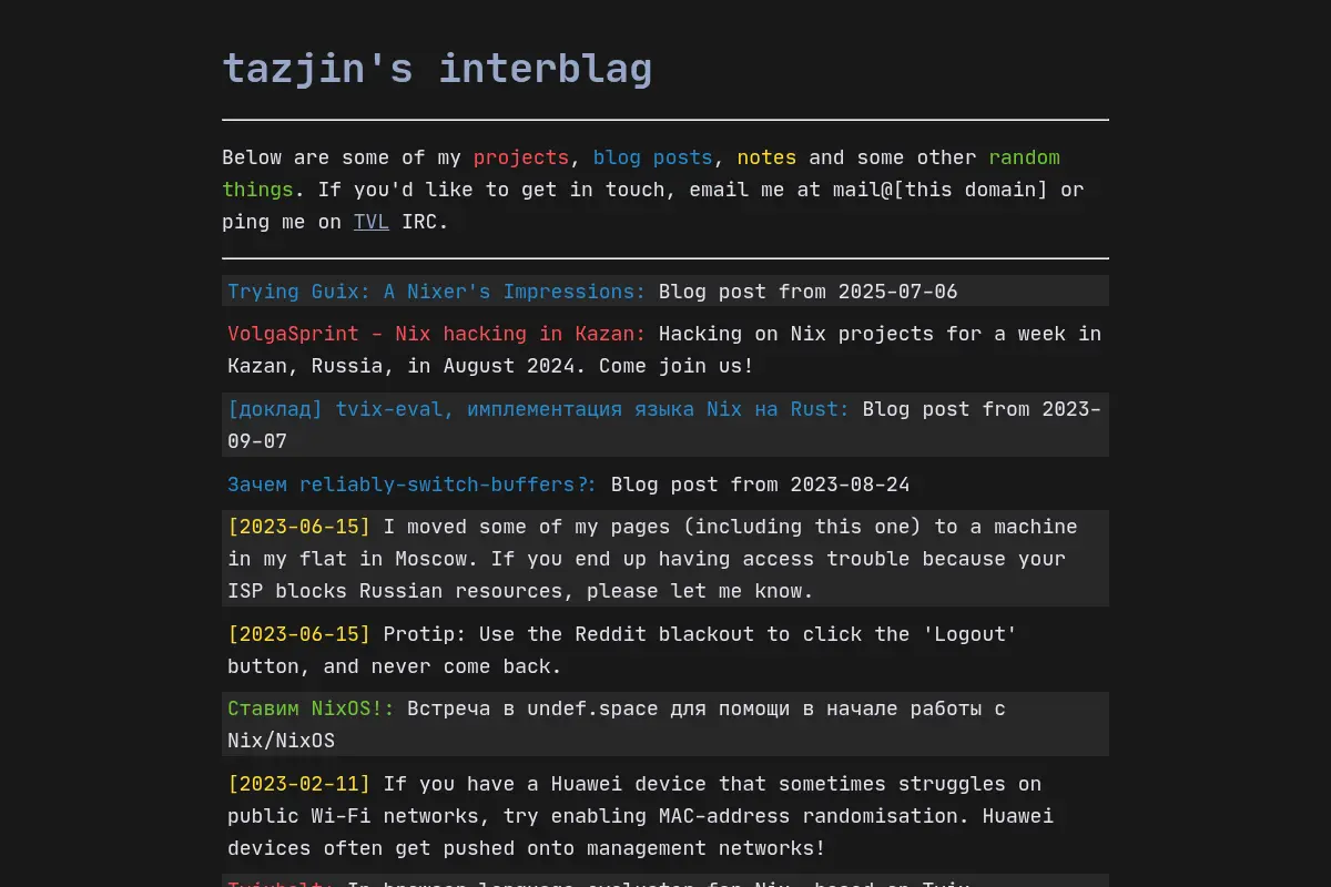 tazjin's interblag