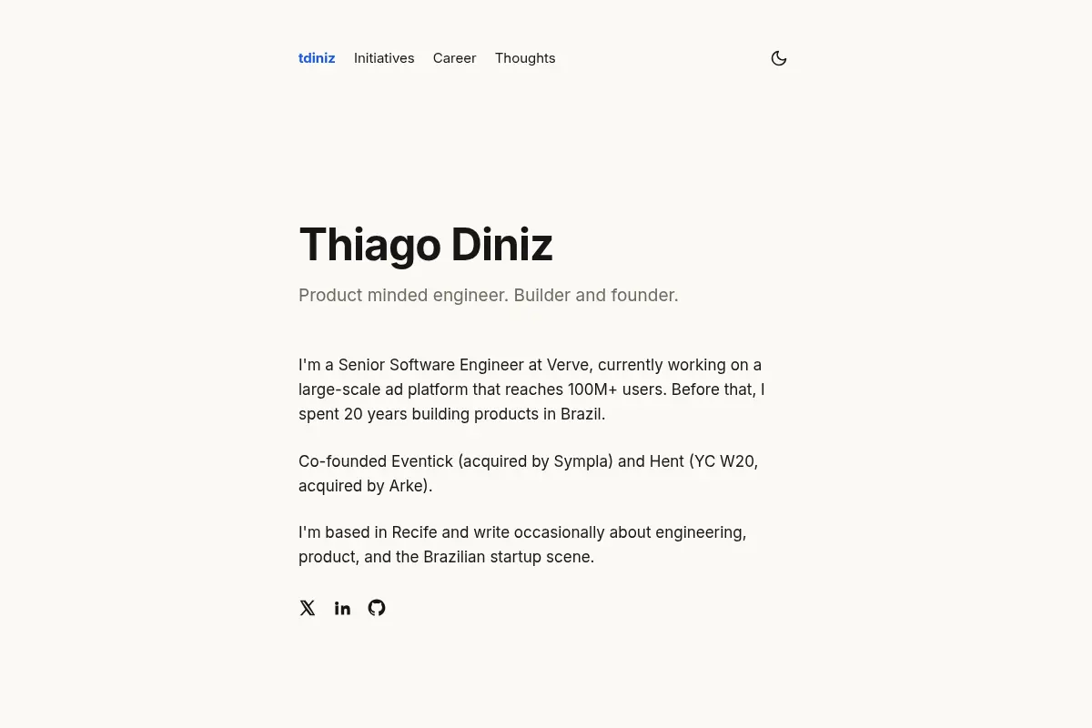 Thiago Diniz — Software Engineer & Founder