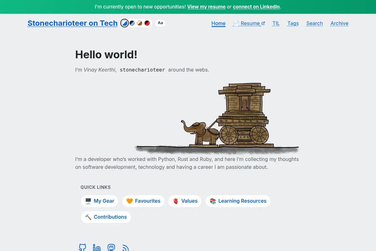 Stonecharioteer on Tech