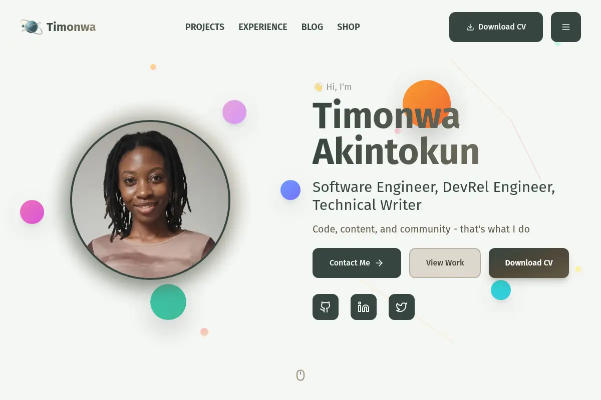 Timonwa Akintokun | Software Engineer, DevRel Engineer, Technical Writer
