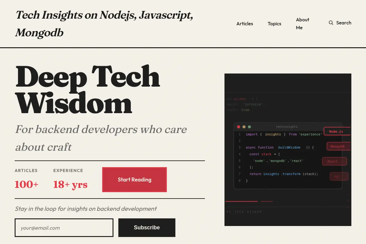 Tech Insights on Nodejs, Javascript, Mongodb