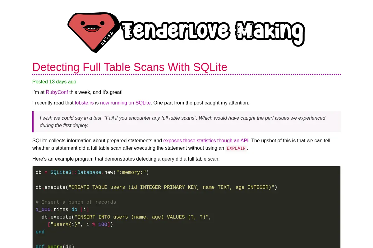 Tenderlove Making