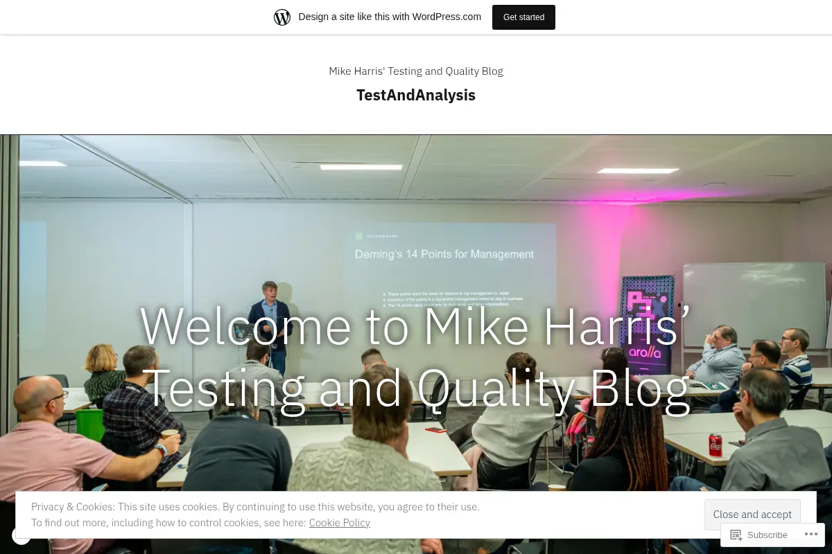 TestAndAnalysis – Mike Harris' Testing and Quality Blog