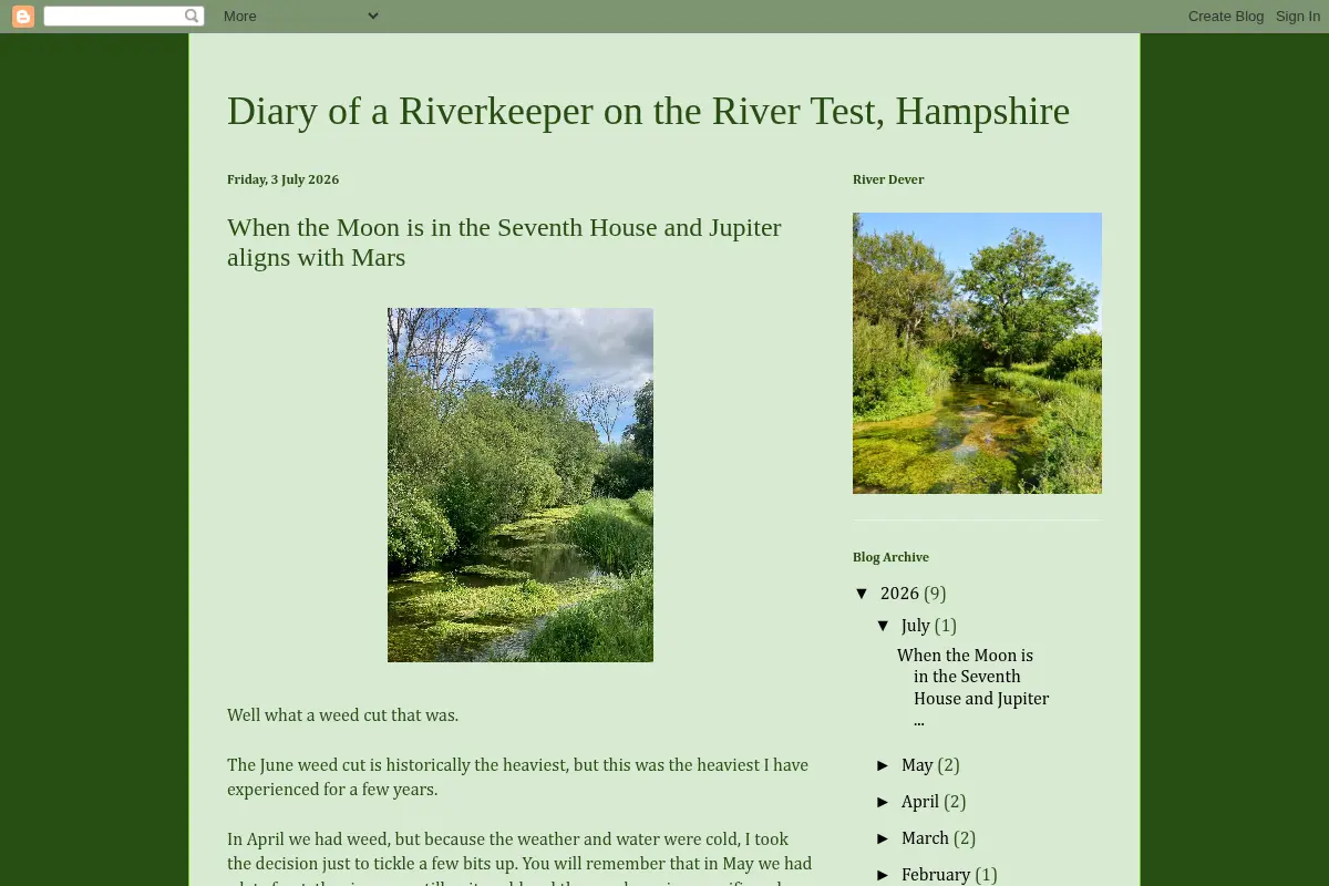 Diary of a Riverkeeper on the River Test, Hampshire