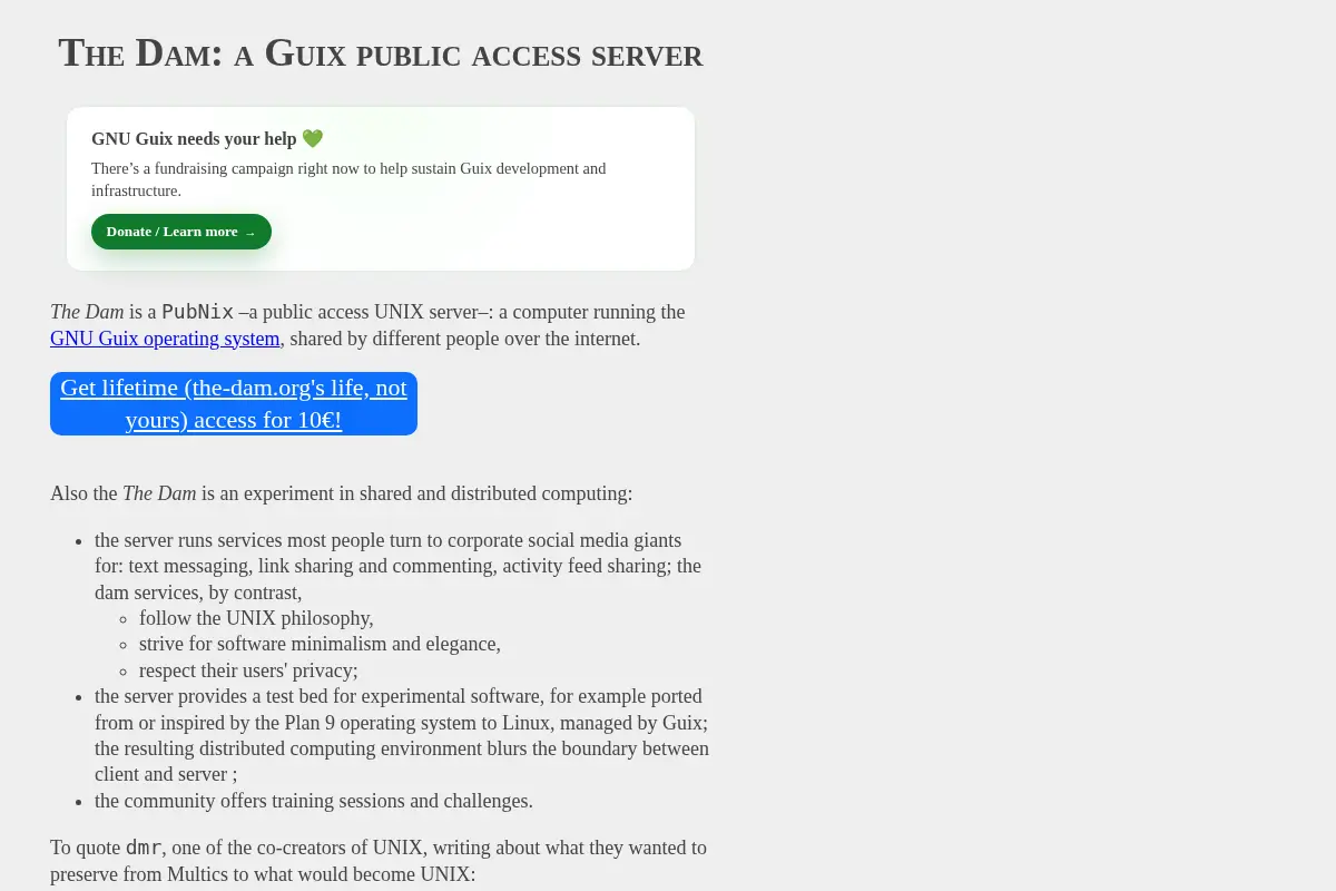 The Dam: a Guix public access server