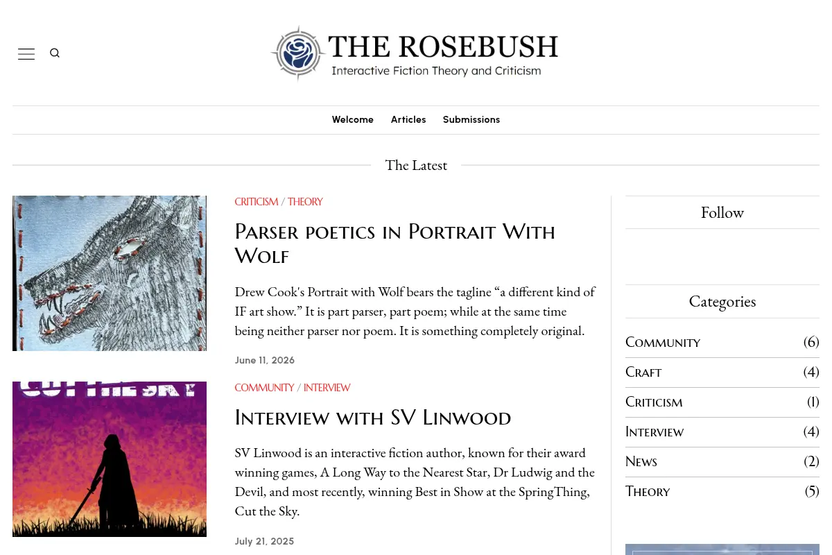 The Rosebush – Interactive Fiction Theory and Criticism