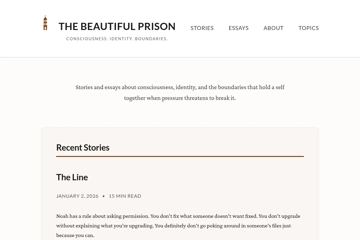 The Beautiful Prison: Consciousness. Identity. Boundaries.