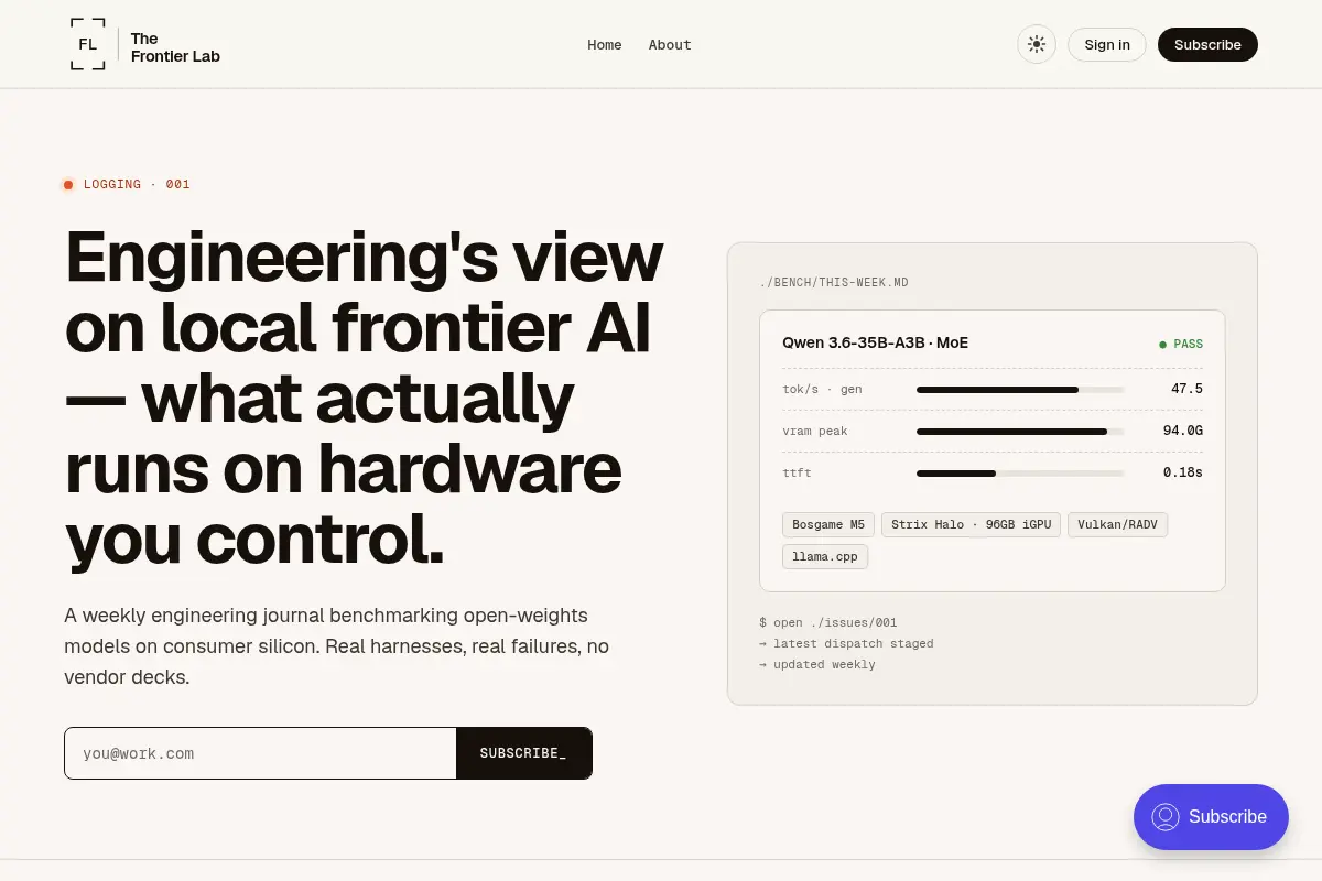 The Frontier Lab — Engineering's view on local frontier AI