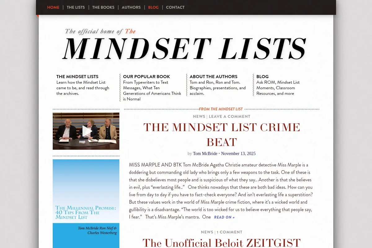 The Mindset Lists of American History