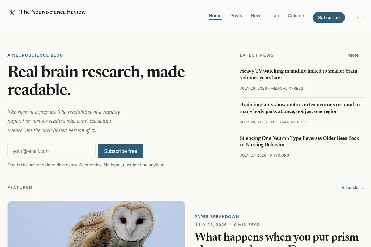 The Neuroscience Review — Real brain research, made readable