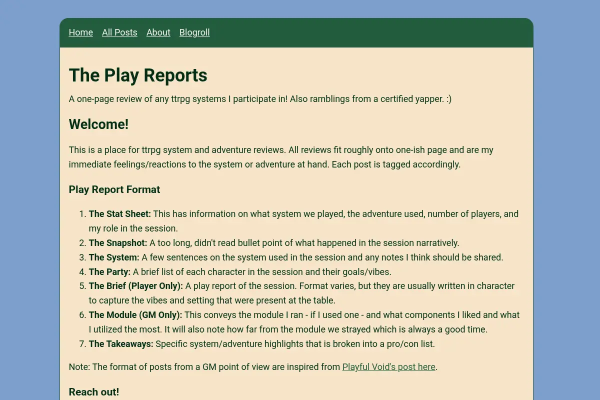 The Play Reports