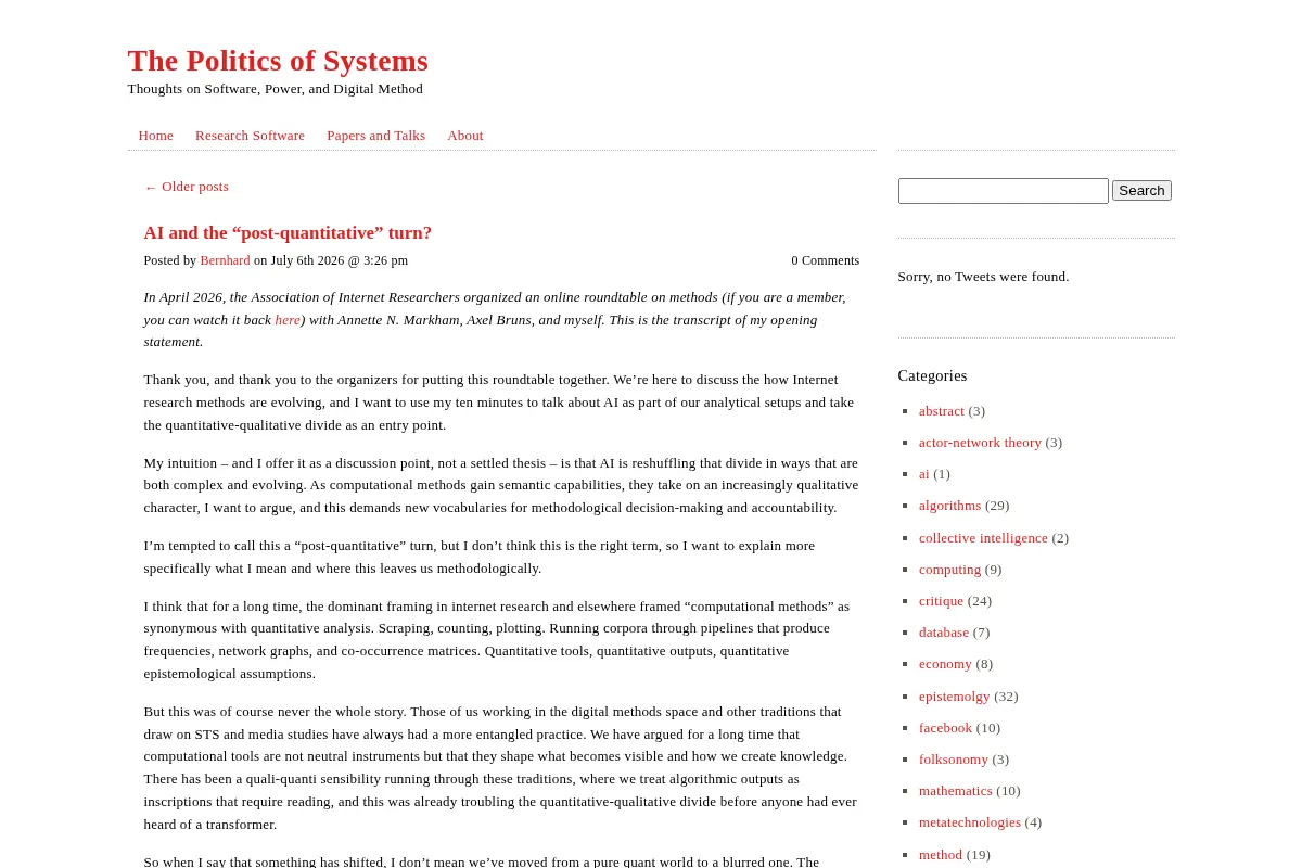 The Politics of Systems