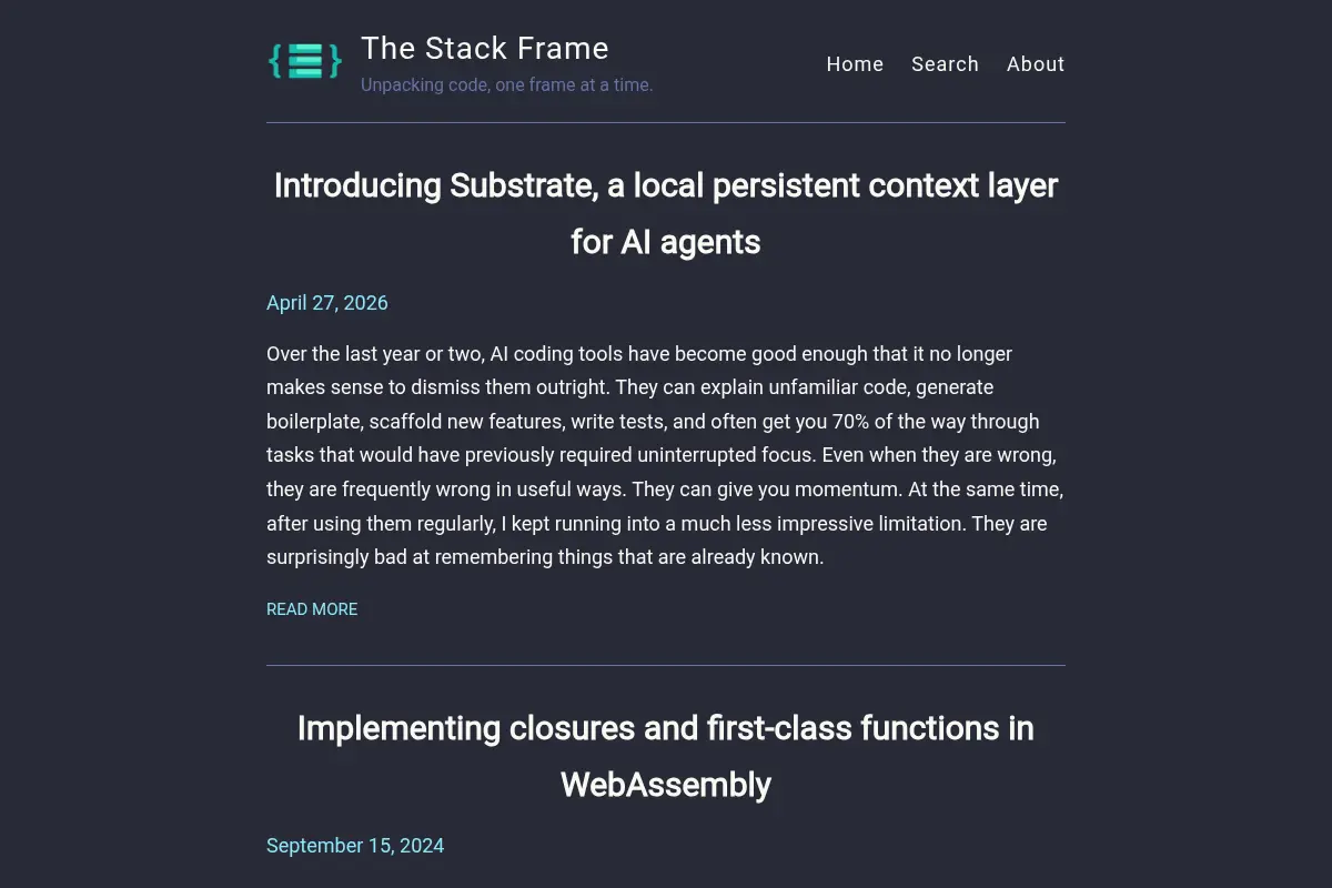 The Stack Frame – Unpacking code, one frame at a time.