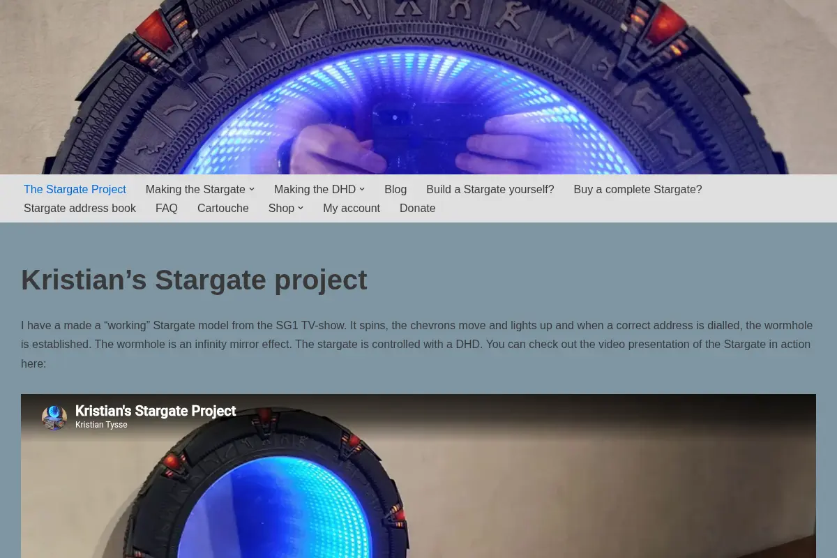 Kristian's Stargate project - Interactive, 3D printed Stargate with wormhole effect