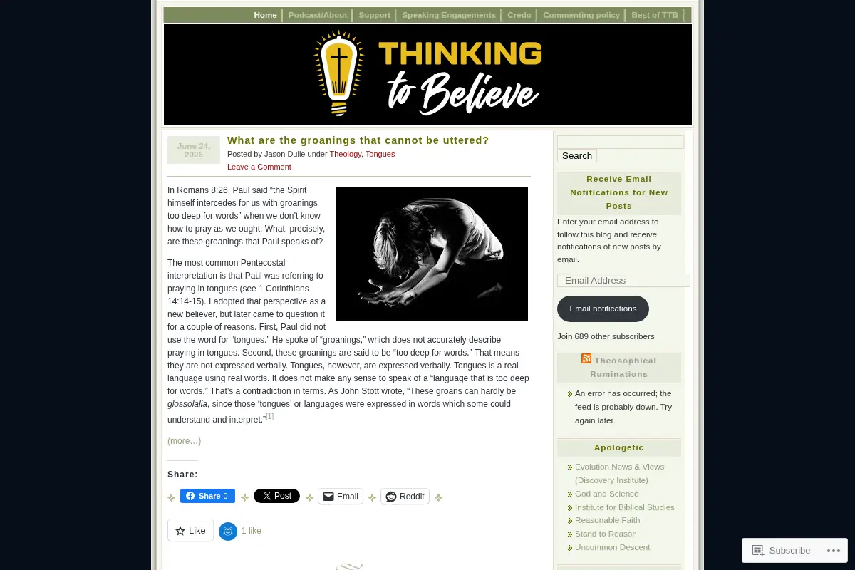 Thinking to Believe